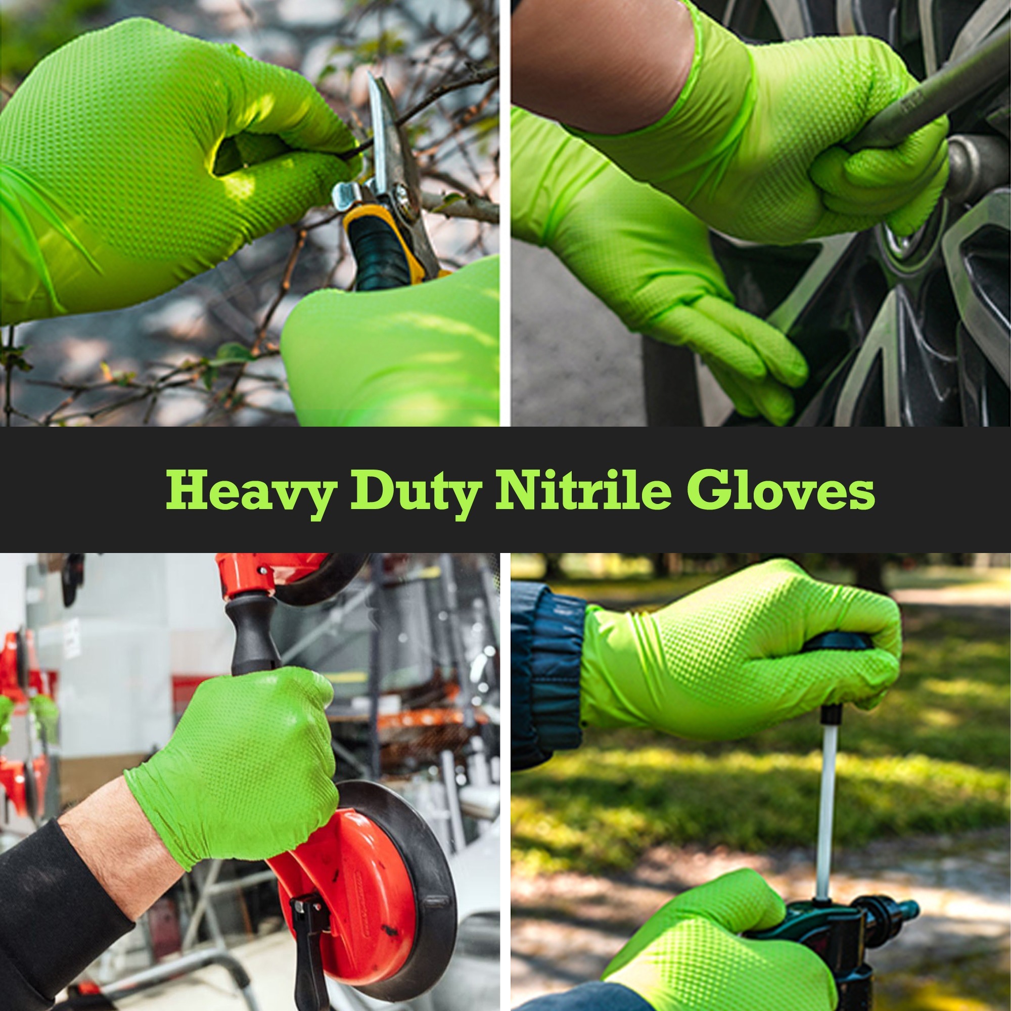 TitanFlex Disposable HeavyDuty Industrial Nitrile Gloves, Green, HD45G
